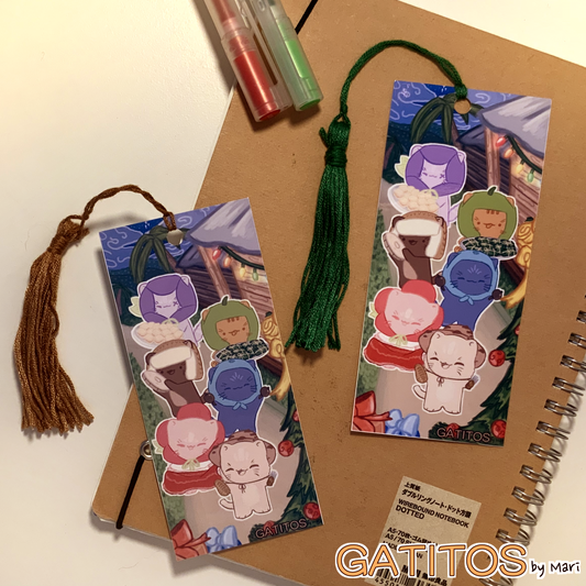 gatitos by mari - Bookmark with tassel - Winter - Navidad Boricua - Glossy One-Sided