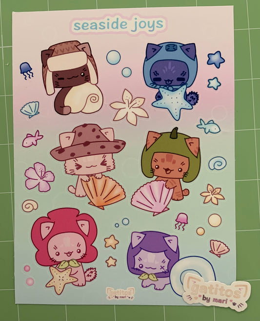 * gatitos by mari - ˚.🫧༘⋆ seaside joys - sticker sheet