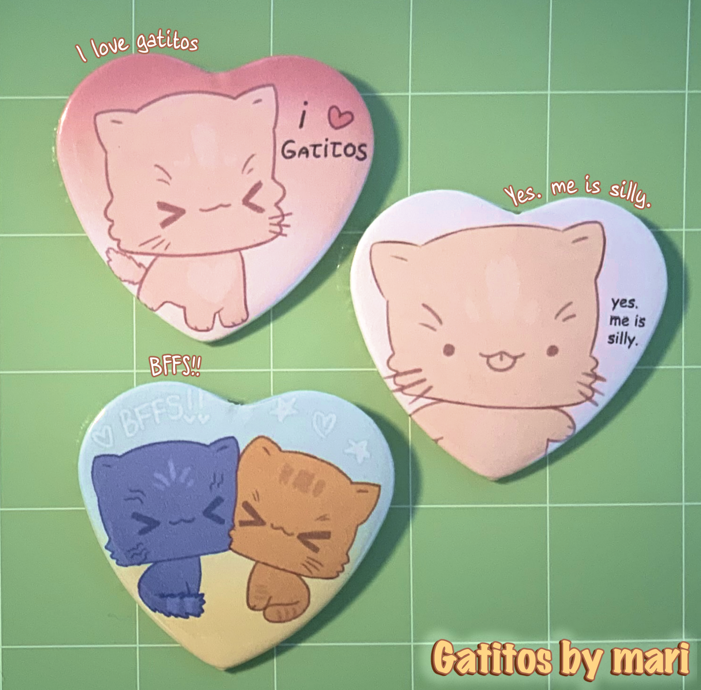 gatitos by mari - Heart Buttons