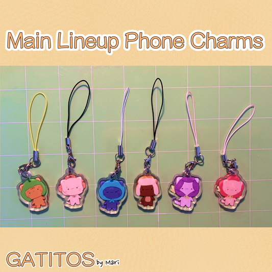 gatitos by mari - Main Crew Phone Charms - Clear Acrylic