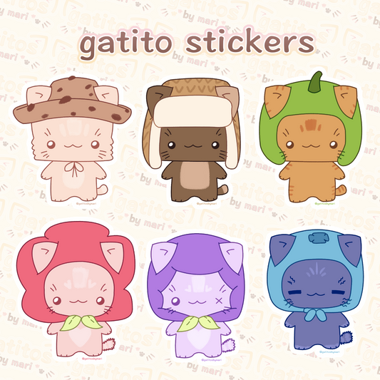 gatitos by mari - Stickers - standing kitties